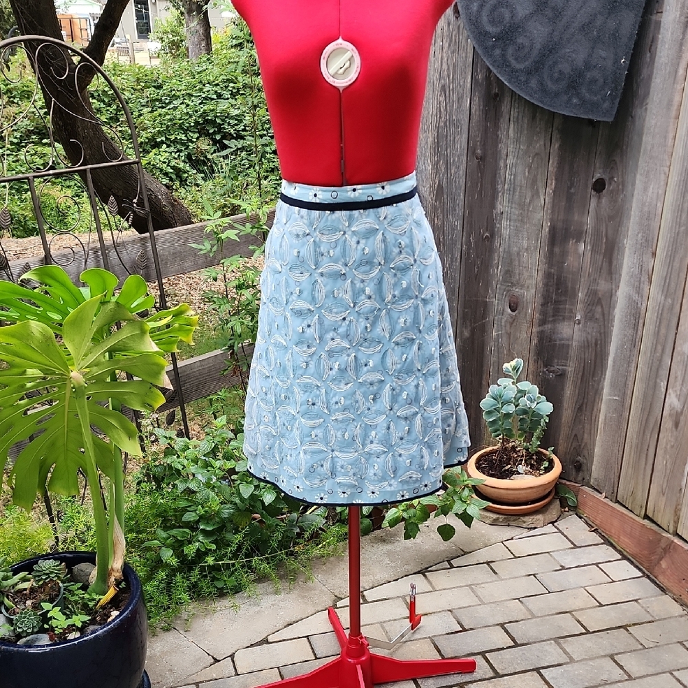 SnaK Light Blue A-Line Skirt with Pattern